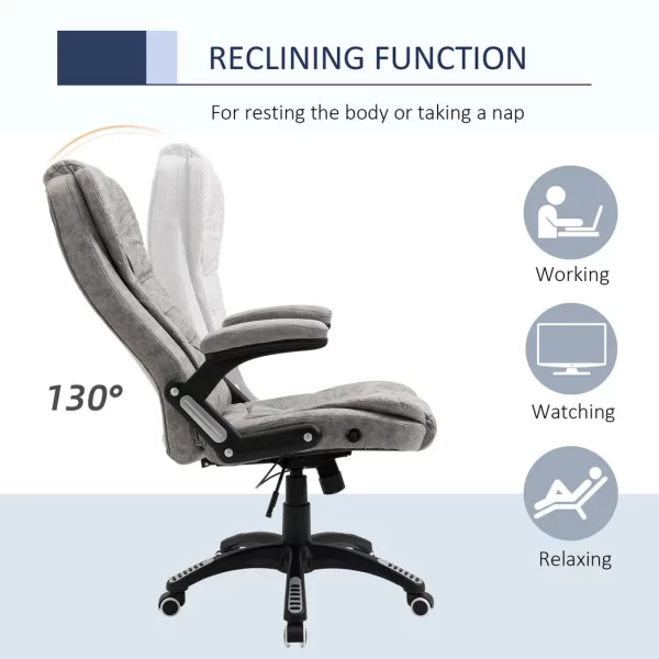 High Back Home Office Chair Computer Desk Chair w/ Arms Swivel Wheels Grey - Image 6