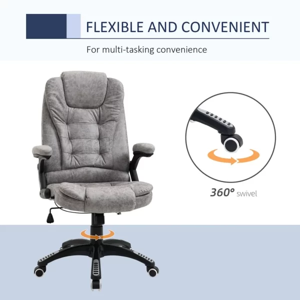 High Back Home Office Chair Computer Desk Chair w/ Arms Swivel Wheels Grey - Image 7