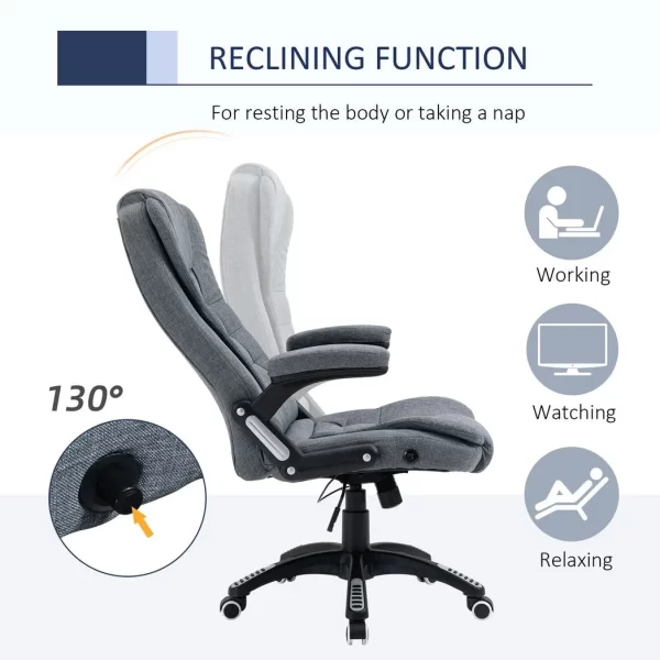 High Back Home Office Chair Computer Desk Chair w/ Arms Swivel Wheels Dark Grey - Image 6