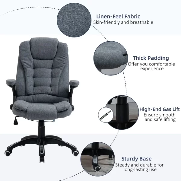 High Back Home Office Chair Computer Desk Chair w/ Arms Swivel Wheels Dark Grey - Image 8