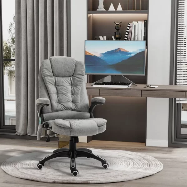 Executive Reclining Chair w/ Heating Massage Points Relaxing Headrest Grey - Image 2