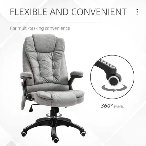 Executive Reclining Chair w/ Heating Massage Points Relaxing Headrest Grey - Image 7
