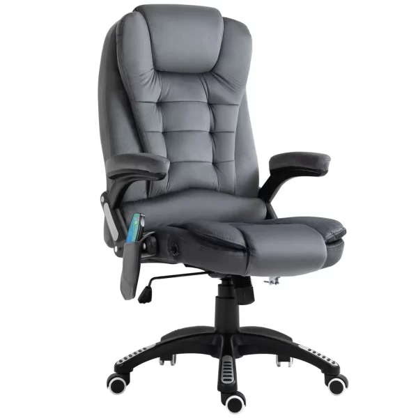 Executive Reclining Chair w/ Heating Massage Points Relaxing Headrest Grey