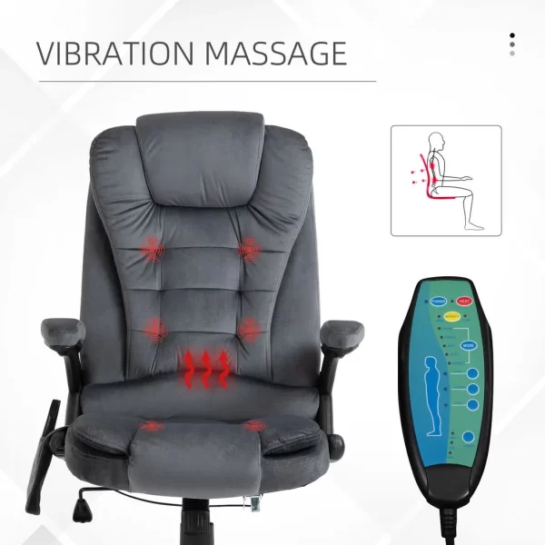 Executive Reclining Chair w/ Heating Massage Points Relaxing Headrest Grey - Image 7