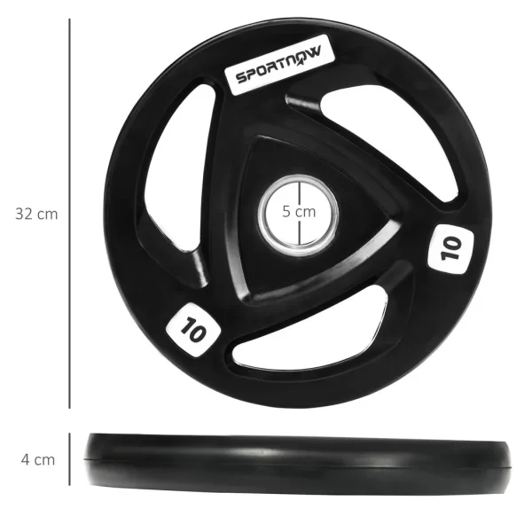 Olympic Weight Plates, Tri-Grip Barbell Weights Set with 2'' Holes, 2 x 10kg - Image 3