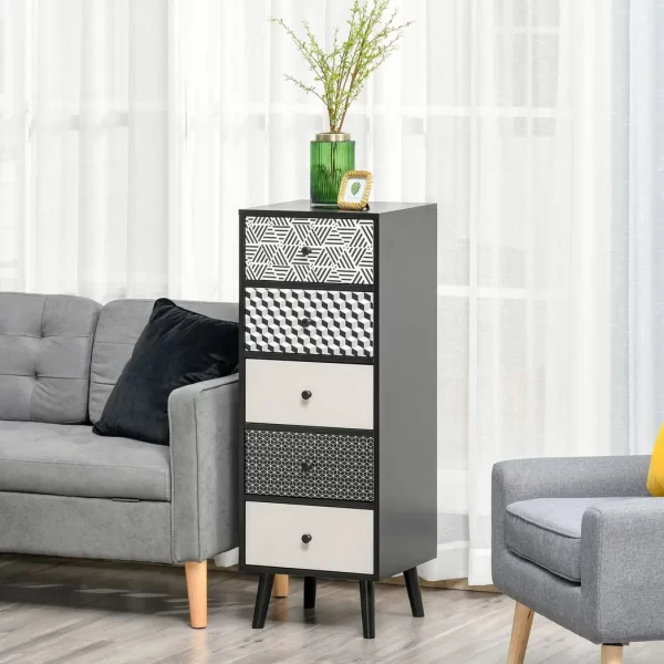 Chest of Drawers, 5 Drawer Dresser, Wooden Storage Cabinet Bedroom, Living Room - Image 2