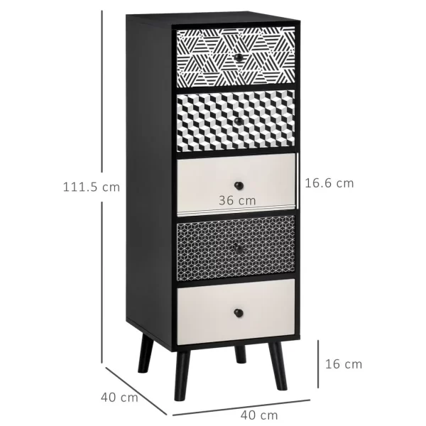 Chest of Drawers, 5 Drawer Dresser, Wooden Storage Cabinet Bedroom, Living Room - Image 3
