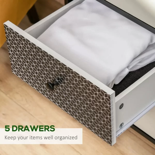 Chest of Drawers, 5 Drawer Dresser, Wooden Storage Cabinet Bedroom, Living Room - Image 4