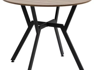 Industrial Dining Table with Round Top Steel Legs for Kitchen Dining Room Brown
