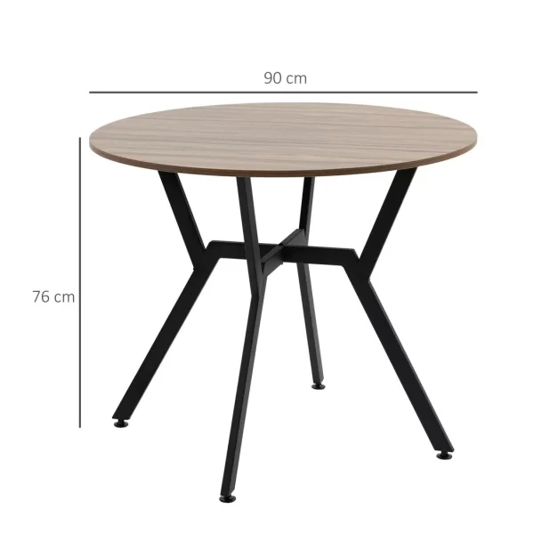 Industrial Dining Table with Round Top Steel Legs for Kitchen Dining Room Brown - Image 3