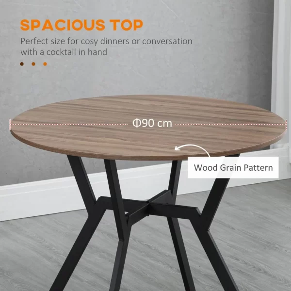 Industrial Dining Table with Round Top Steel Legs for Kitchen Dining Room Brown - Image 6