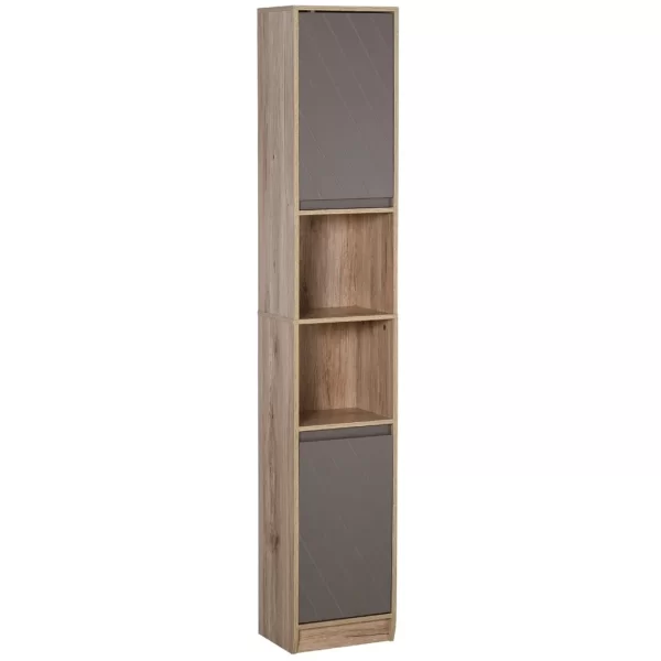 170cm Freestanding Storage Cabinet Slimline Unit w/ 2 Cupboards 2 Compartments