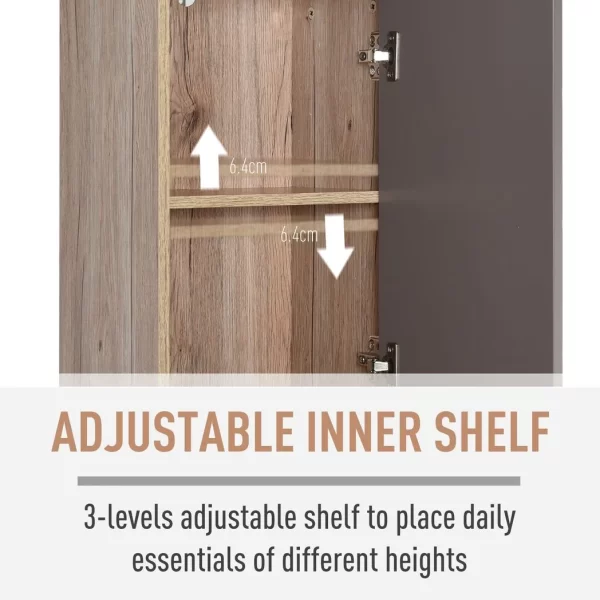 170cm Freestanding Storage Cabinet Slimline Unit w/ 2 Cupboards 2 Compartments - Image 6