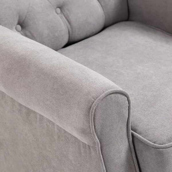 Retro Accent Chair Wingback Armchair with Wood Frame for Living Room Grey - Image 8