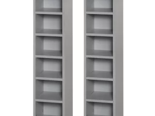Set of 2 CD Media Display Shelf Unit Tower Rack w/ Adjustable Shelves Grey