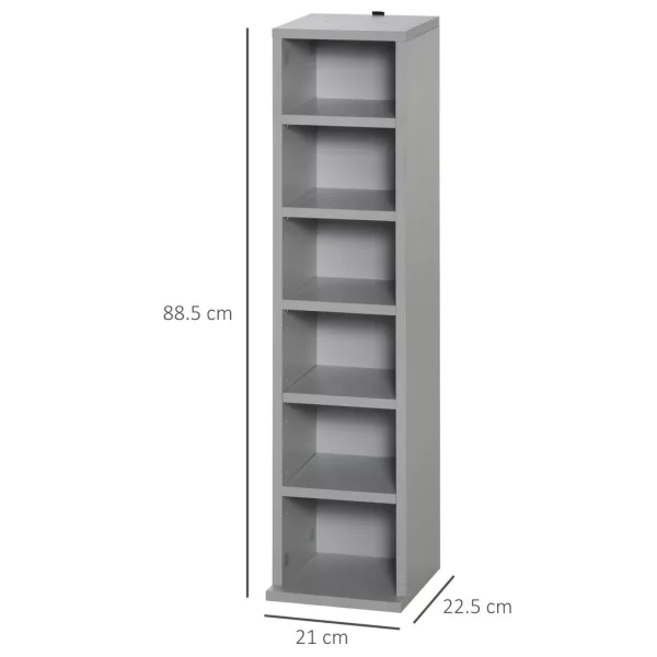 Set of 2 CD Media Display Shelf Unit Tower Rack w/ Adjustable Shelves Grey - Image 3