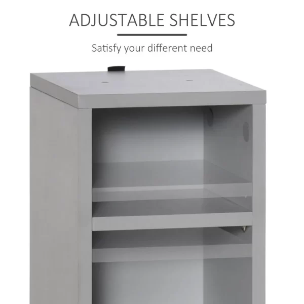 Set of 2 CD Media Display Shelf Unit Tower Rack w/ Adjustable Shelves Grey - Image 7