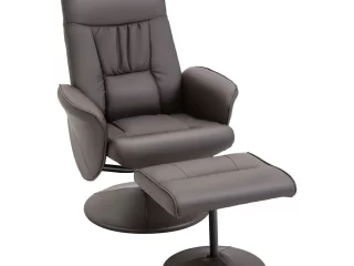 2 Pcs Reclining Armchair Ottoman 360 Swivel Home Furniture PU Leather Brown