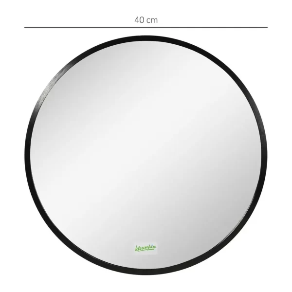 Modern Wall-mounted Vanity Mirror for Bedroom Bathroom Washroom, Black, 40x40cm - Image 3