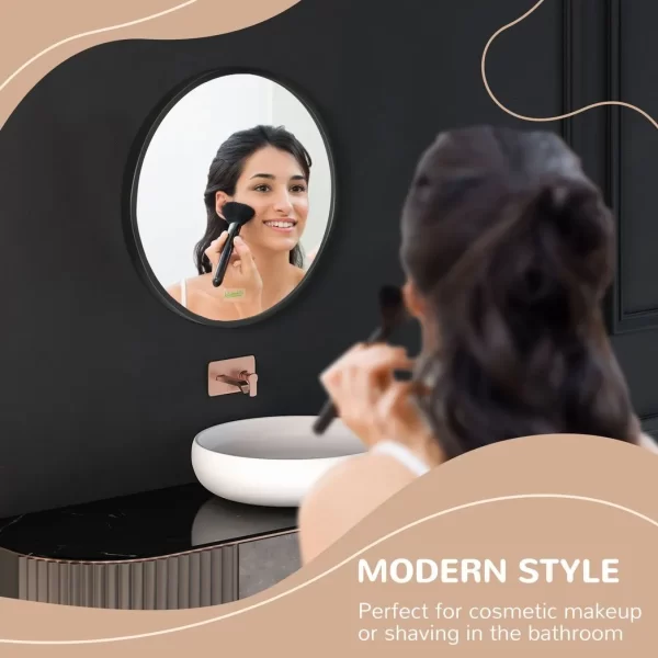 Modern Wall-mounted Vanity Mirror for Bedroom Bathroom Washroom, Black, 40x40cm - Image 4