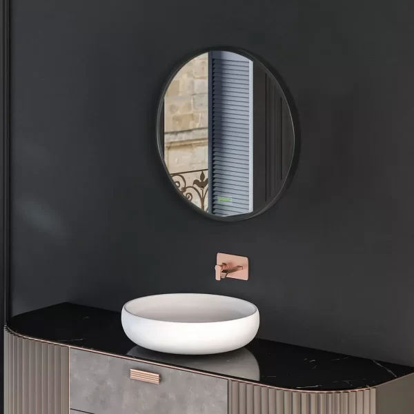 Modern Wall-mounted Vanity Mirror for Bedroom Bathroom Washroom, Black, 40x40cm - Image 7
