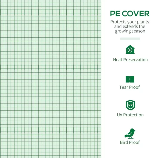 Polytunnel Greenhouse for Garden W/ Mesh Window and Steel Frame, 1.8 x 1.8 x 2 m - Image 4