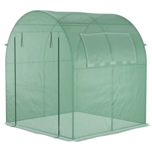 Polytunnel Greenhouse for Garden W/ Mesh Window and Steel Frame, 1.8 x 1.8 x 2 m - Image 8