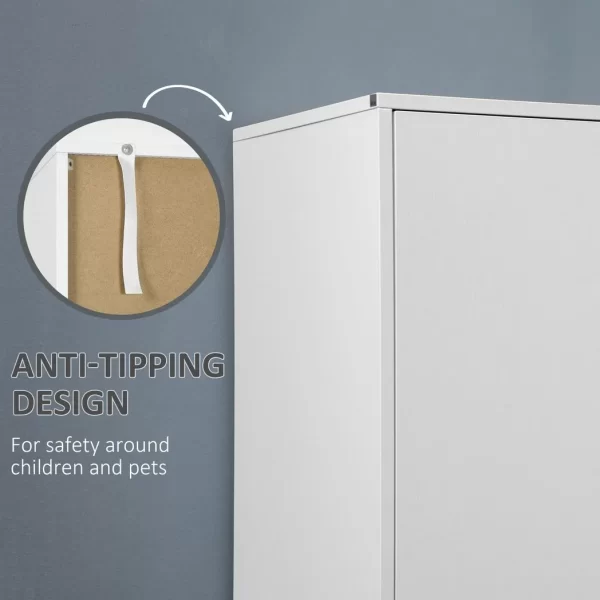2 Door Wardrobe White Wardrobe with Drawers and Hanging Rod for Bedroom - Image 5