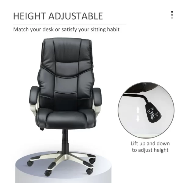 Executive Computer Office Desk Chair PU Leather Swivel Chairs High Back - Image 4