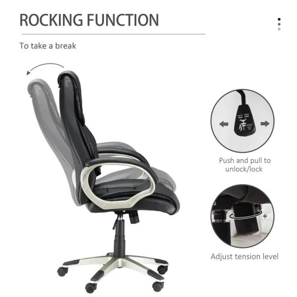 Executive Computer Office Desk Chair PU Leather Swivel Chairs High Back - Image 5