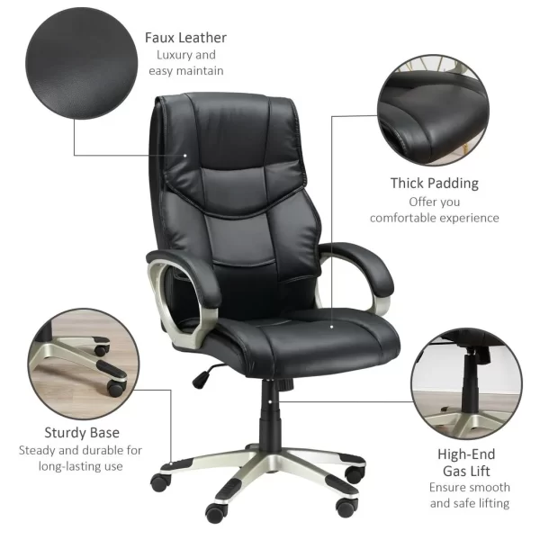 Executive Computer Office Desk Chair PU Leather Swivel Chairs High Back - Image 7