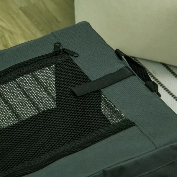 48.5cm Foldable Pet Carrier, Cat Bag w/ Cushion, for Miniature Dogs - Grey - Image 8