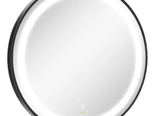 LED Smart Bathroom Mirror Wall Mounted Round Vanity Mirror w/ Lights, Black