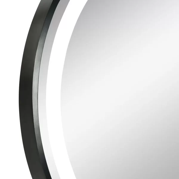 LED Smart Bathroom Mirror Wall Mounted Round Vanity Mirror w/ Lights, Black - Image 8