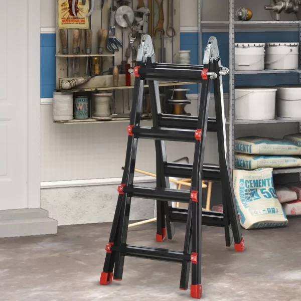 4M Aluminium Duo Ladder Telescopic Herringbone Multi-Purpose DIY Non-Slip - Image 2