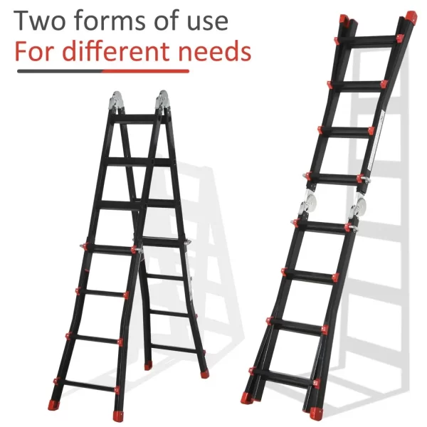 4M Aluminium Duo Ladder Telescopic Herringbone Multi-Purpose DIY Non-Slip - Image 5