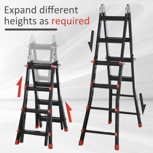 4M Aluminium Duo Ladder Telescopic Herringbone Multi-Purpose DIY Non-Slip - Image 6