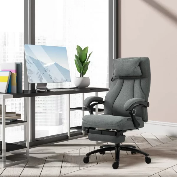 Massage Office Chair with 2-Point Vibration Pillow USB Power 360� Swivel Wheels - Image 2