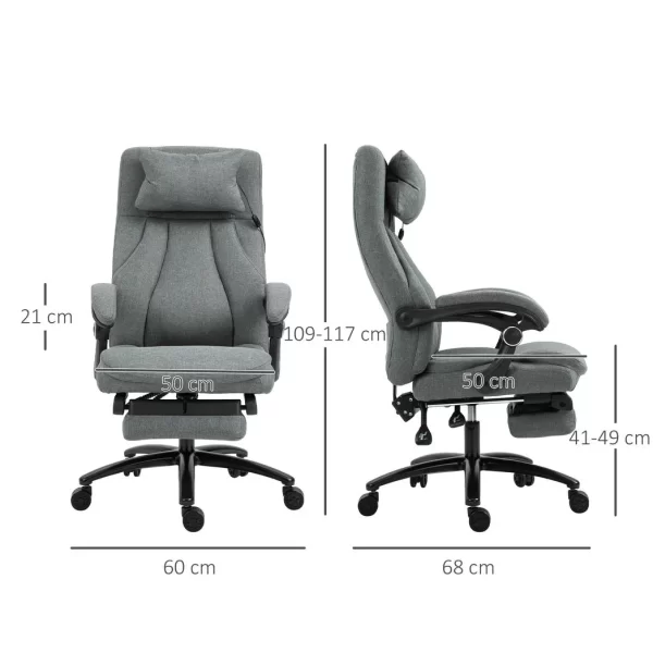Massage Office Chair with 2-Point Vibration Pillow USB Power 360� Swivel Wheels - Image 3