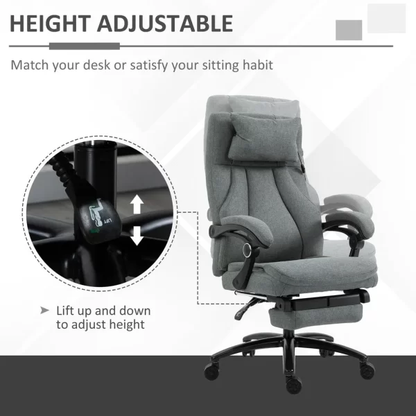 Massage Office Chair with 2-Point Vibration Pillow USB Power 360� Swivel Wheels - Image 4