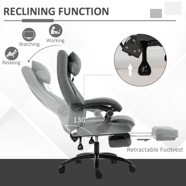 Massage Office Chair with 2-Point Vibration Pillow USB Power 360� Swivel Wheels - Image 5