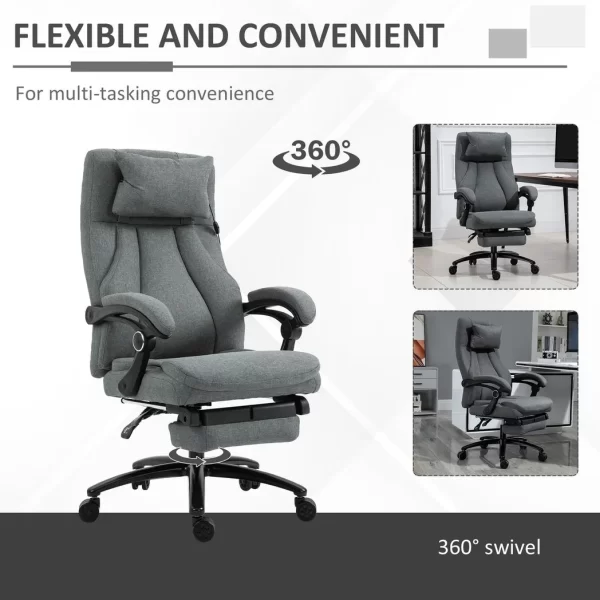 Massage Office Chair with 2-Point Vibration Pillow USB Power 360� Swivel Wheels - Image 7