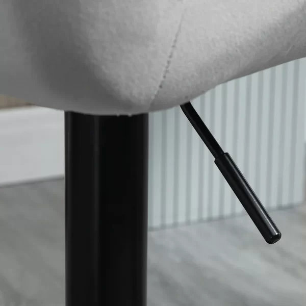 Set Of 2 Luxurious Velvet-Touch Bar Stools w/ Metal Frame Footrest Base Grey - Image 8