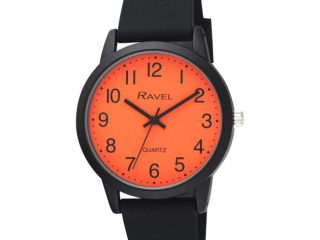 Ravel Mens Sports Orange Dial with Black Silicone Watch R1814.8