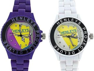 Henleys Project Deluxe Women's Set of 2 Funky Plastic Watch Purple-White SUMMERTWIN CLEARANCE NEEDS RE-BATTERY