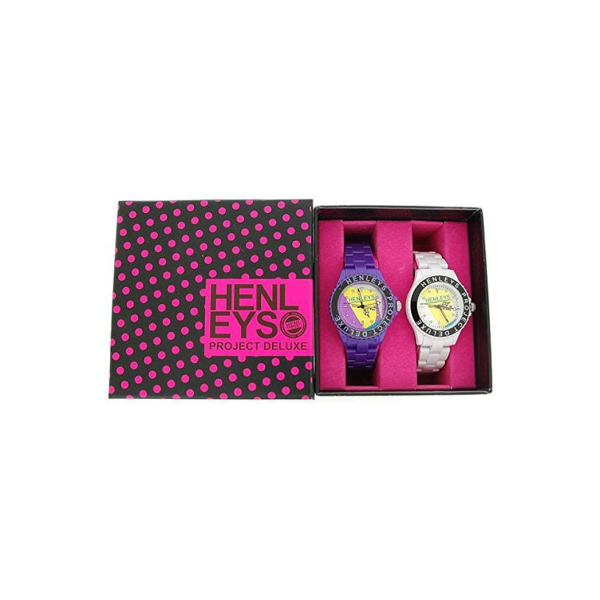 Henleys Project Deluxe Women's Set of 2 Funky Plastic Watch Purple-White SUMMERTWIN CLEARANCE NEEDS RE-BATTERY - Image 3