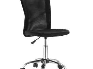 Armless Office Chair Ergonomic Padded Height Adjustable Mesh Back 5 Wheels
