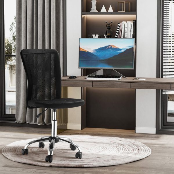 Armless Office Chair Ergonomic Padded Height Adjustable Mesh Back 5 Wheels - Image 6