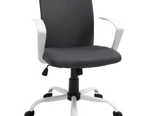 Office Chair Linen Swivel Computer Desk Chair Home Study Task Chair, Dark Grey