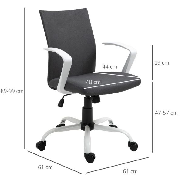 Office Chair Linen Swivel Computer Desk Chair Home Study Task Chair, Dark Grey - Image 3